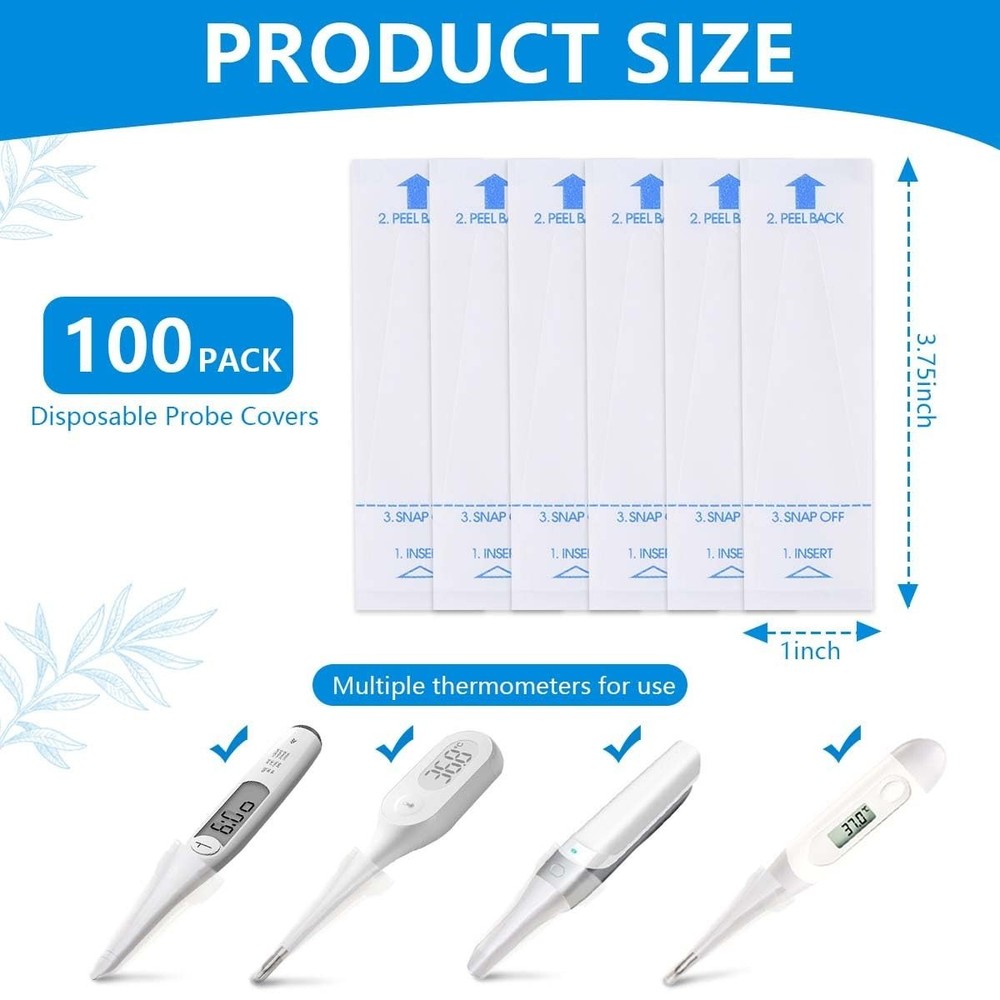 100 Pieces Disposable Digital Thermometer Probe Covers Clear Temperature Shea...