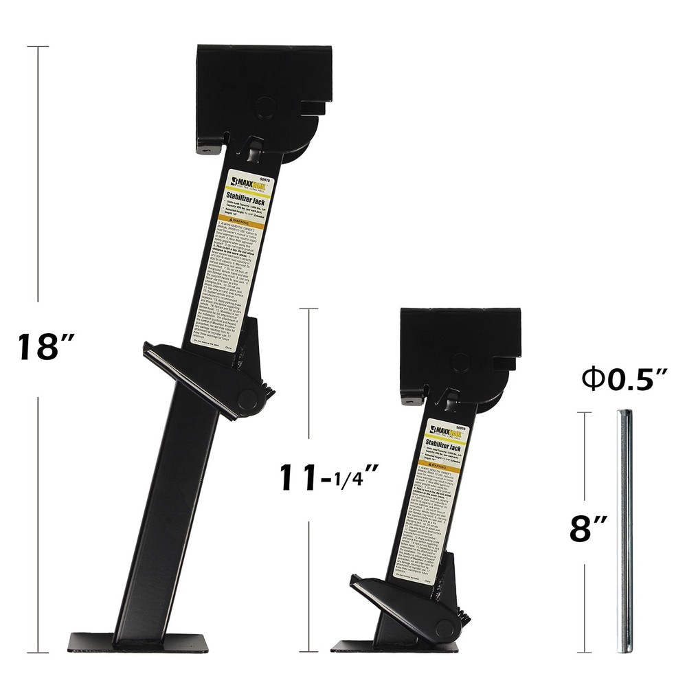MaxxHaul 50970 Trailer Swing Down Stabilizer Jacks Telescoping RV Black