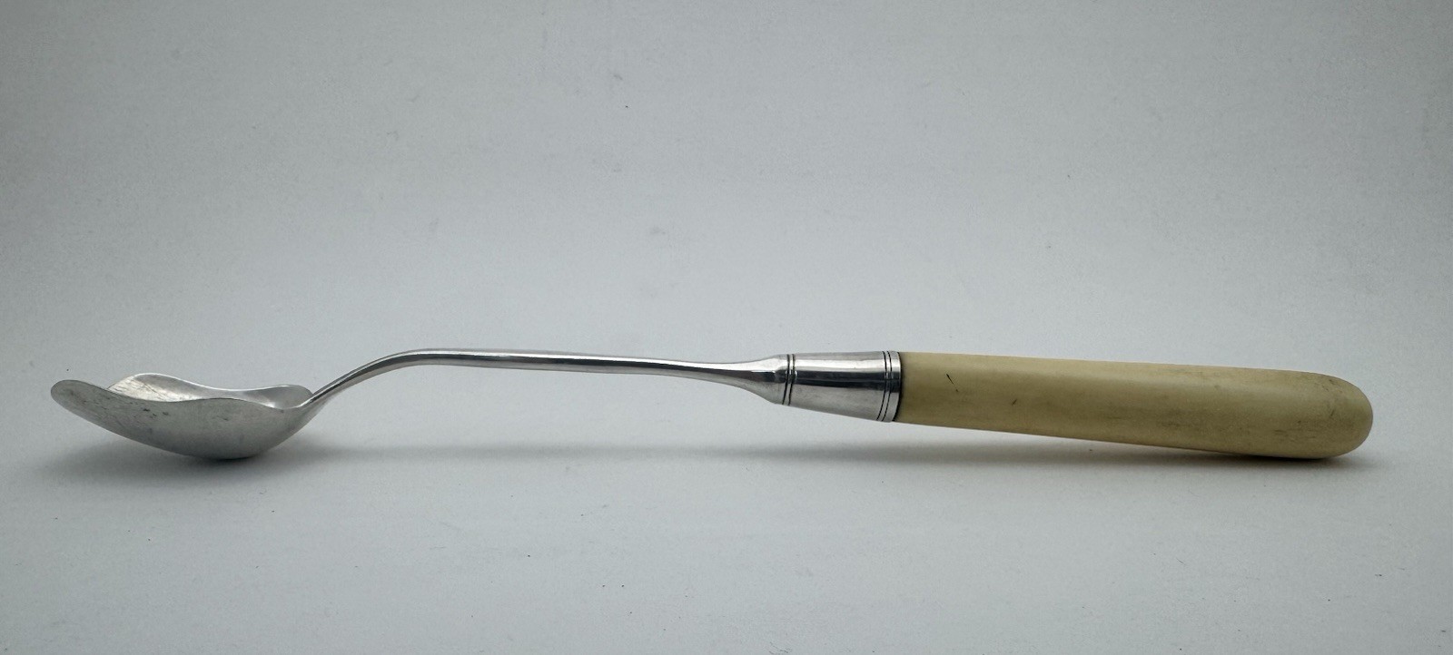 LINCOLN & FOSS Boston MA Fine & Rare Coin Silver Bovine Bone Cheese Scoop c.1850