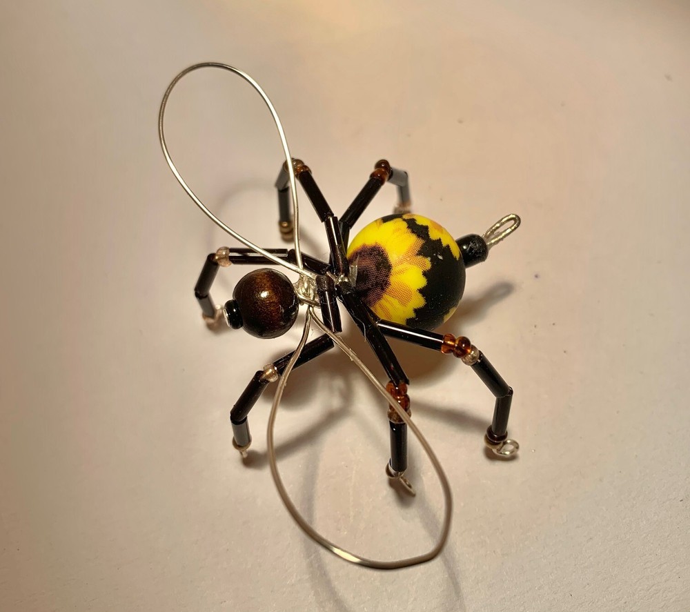 Handmade Bead & Wire Sunflower BUMBLE BEE