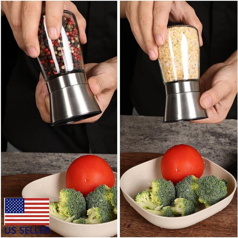 1PC Salt and Pepper Grinder Set Adjustable Coarseness Mills Glass Refillable