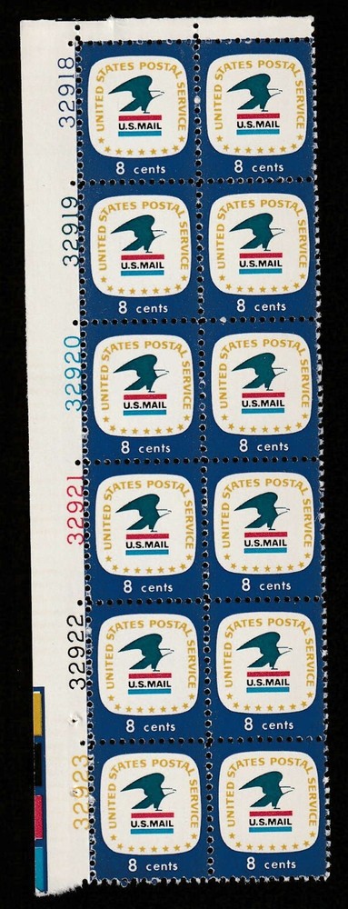 U.S. Sc. #1396, MNH, Upper Left Plate Block, 8c USPS Emblem