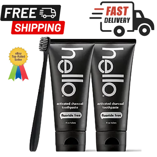 hello Oral-Care Activated-Charcoal Teeth Whitening Toothpaste -Pack 2