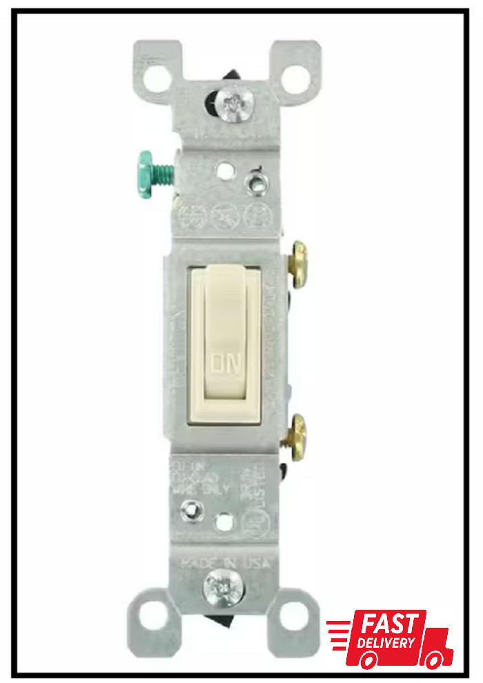 15 Amp Single-pole Toggle Switch, Light Almond (10-pack) | Leviton Switch Pole