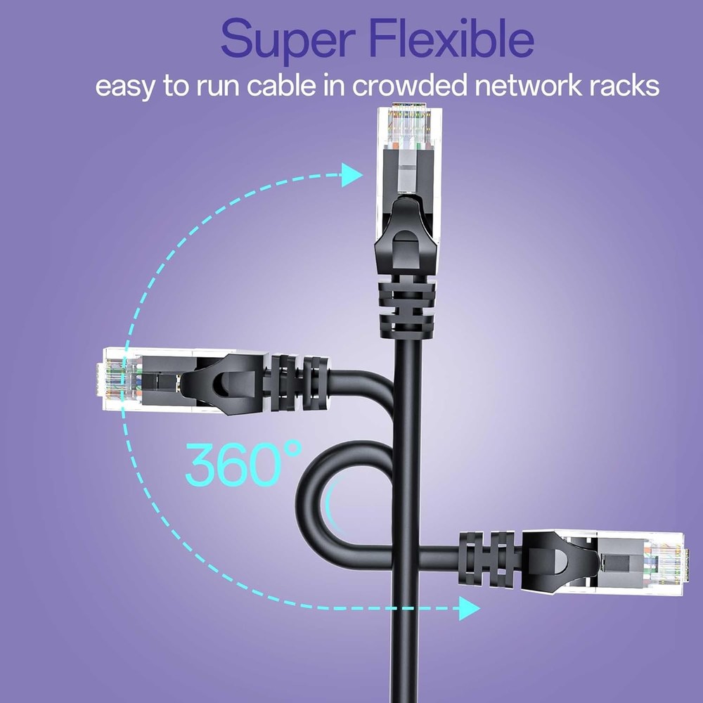 Cat 6 Ethernet Cable 2FT 10Pack, Cat6 Patch 10Gbps, 2FT, Black