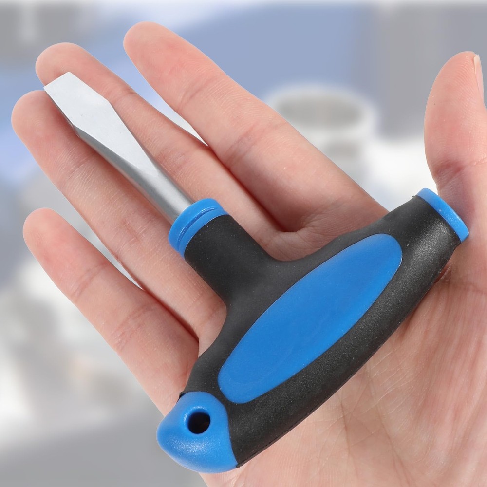 T Handle Flat Head Screwdriver, 10mm Wide Flathead Screwdriver with Blue