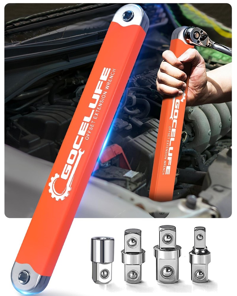 Gocelufe Offset Extension Wrench Impact - Tight Reach Set with Orange