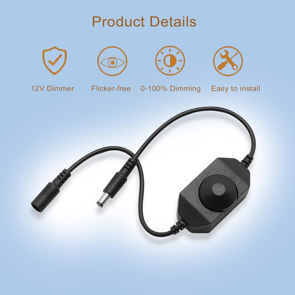 LED Strip Light Dimmer Switch DC 12V 24V Brightness Adjustable Controller for Si