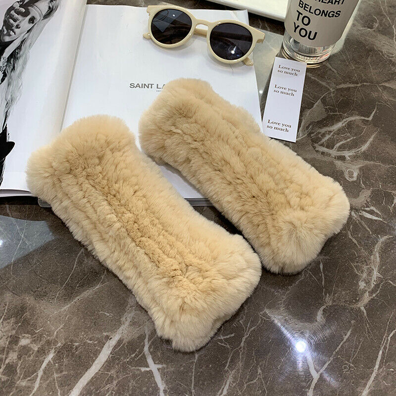 Winter Rabbit Fur Golves Knitted Stretch Fingerless Mitten Gloves