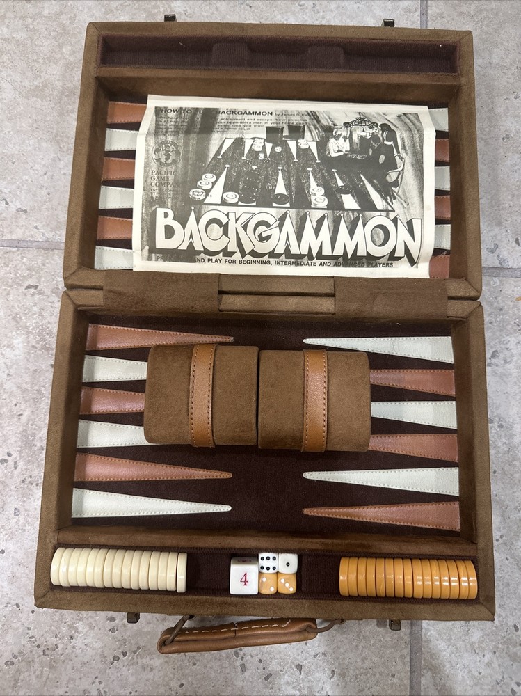 Vintage 1973 Pacific Game Co. Backgammon Set Game Board Case