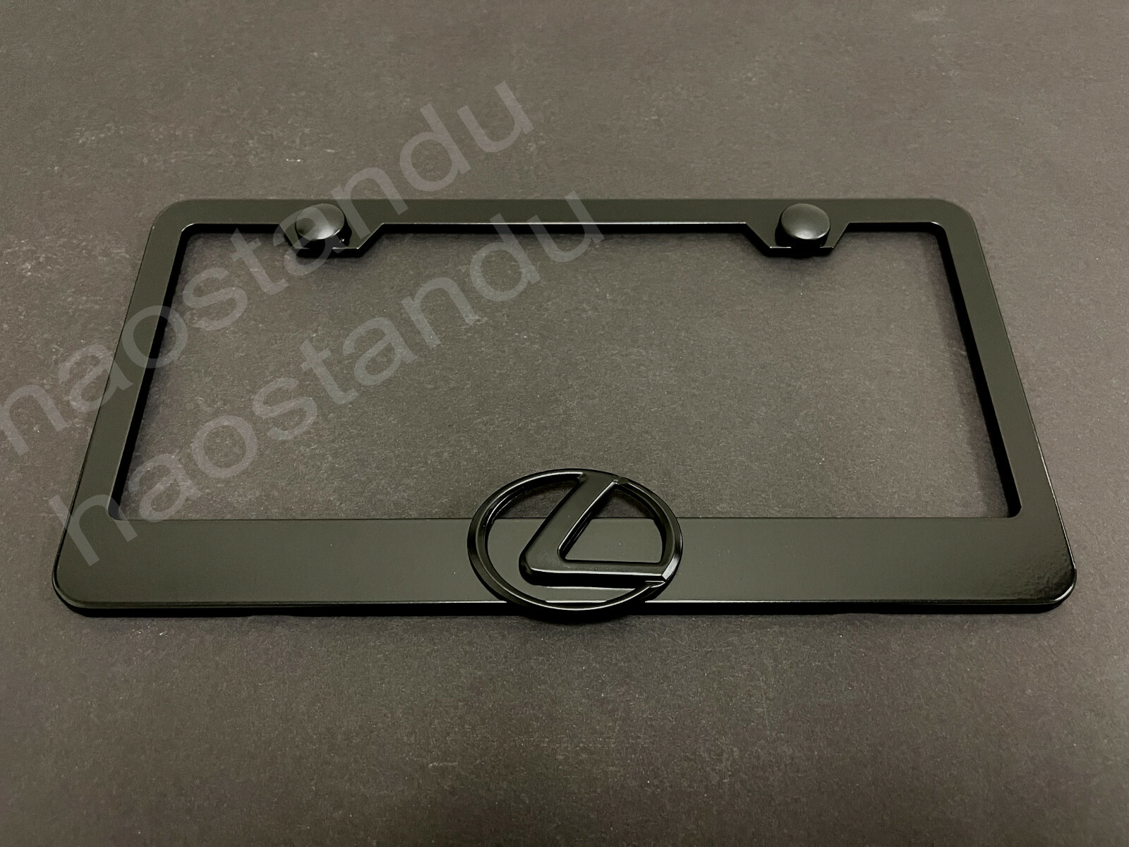 1xBlackLexusLogo 3D Emblem Badge BLACK Stainless License Plate Frame RUST FREE