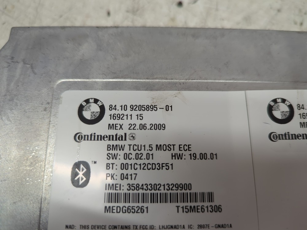 2009 BMW X5 TELEMATICS CONTROL UNIT MODULE MK2/E70 920589501 #00118428