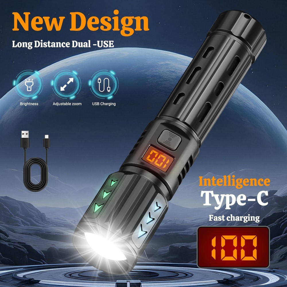 99000000Lumen Super Bright LED Flashlight Rechargeable Tactical Work Light Torch