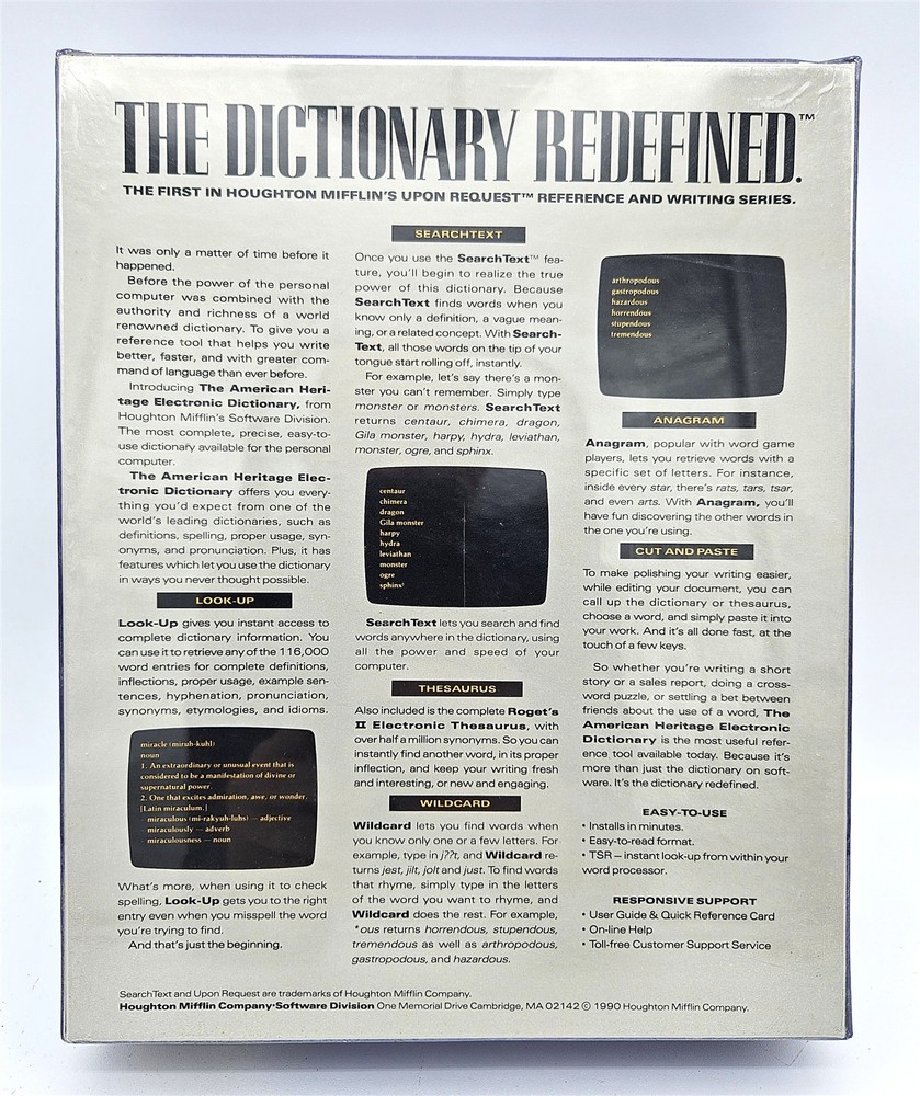 The American Heritage Electronic Dictionary (IBM PC, 1990) 5.25" Diskettes