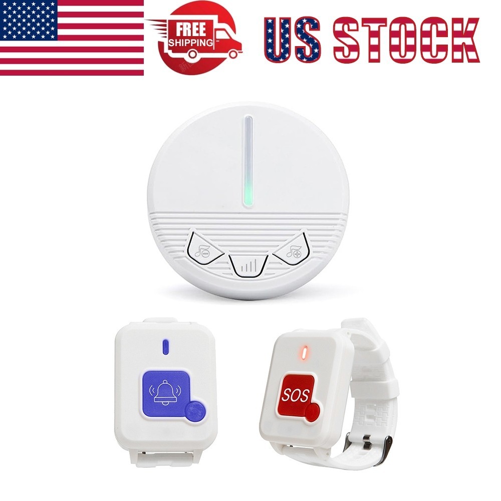 Wireless Alert Button for Elderly & Pregnant Pager 1 Receiver + 2 Watch Buttons