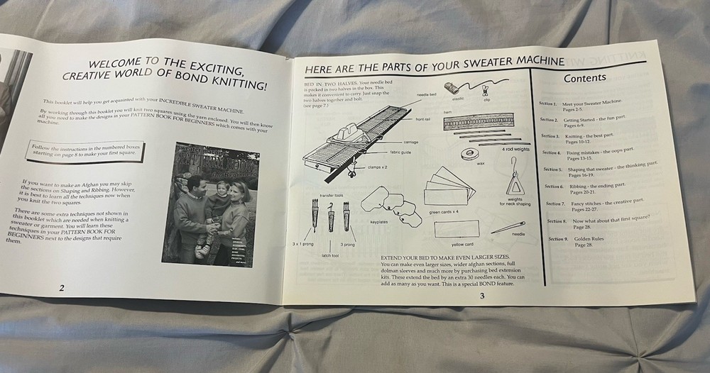 Bond Incredible Sweater Machine For Knitting With Original Box, Manual & Video
