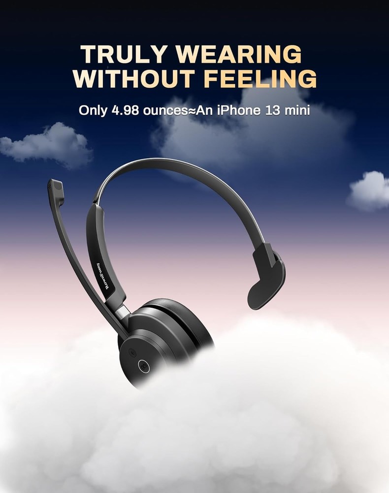 Wireless Headset with Mic for Work,Bluetooth Headset with Microphone