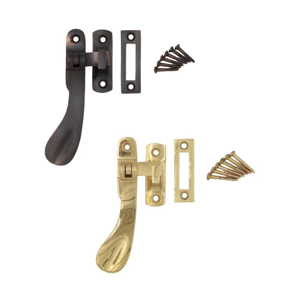 Flat Handle Window Casement Latch Set in Bronze