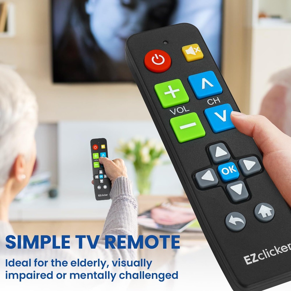 Big Button TV Remote for Seniors Universal Compatibility Easy to Use Black