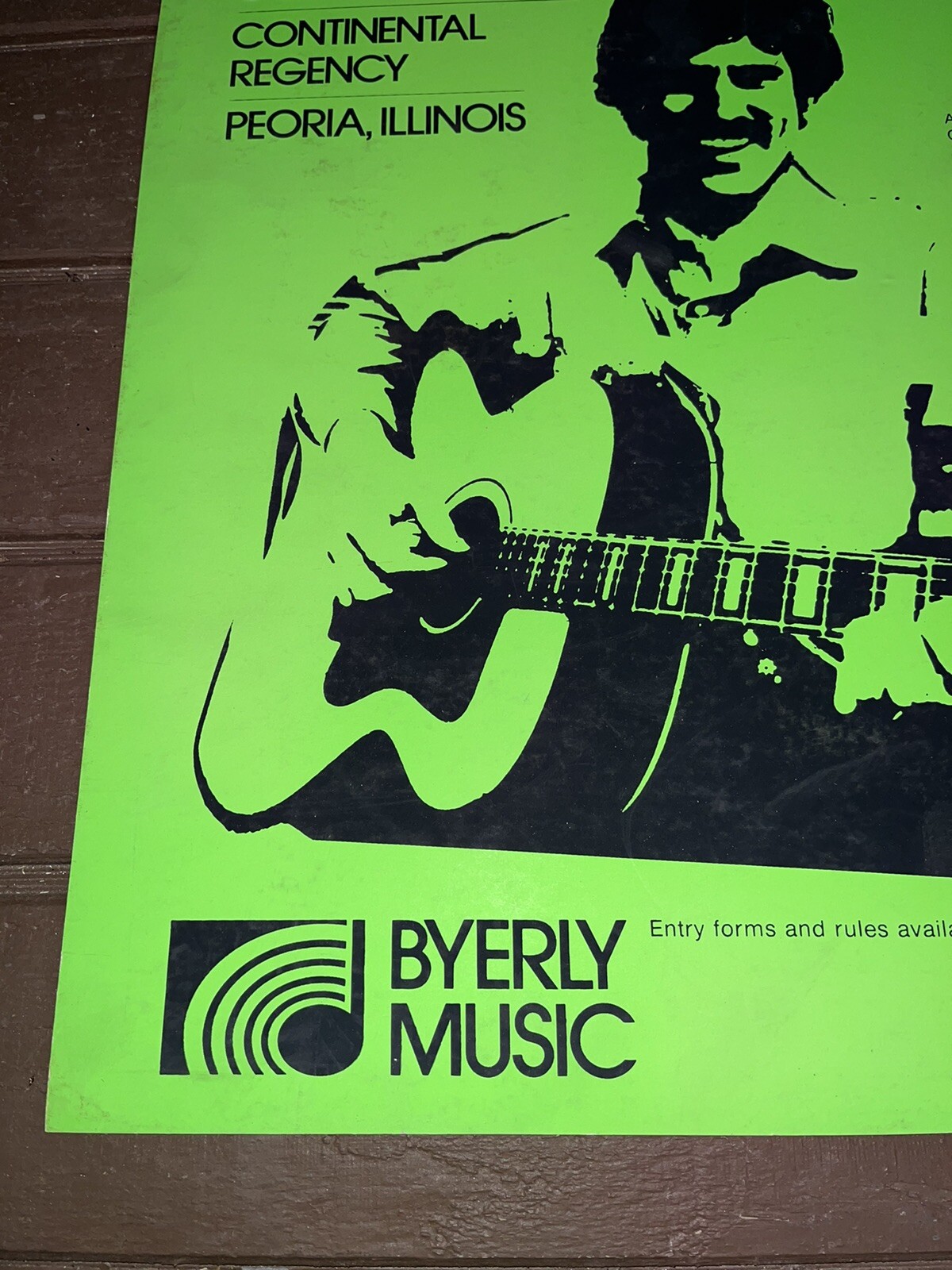 Vintage 1978 Byerly Music Guitar Festival Cardboard Sign - NOS Peoria ILL Retro