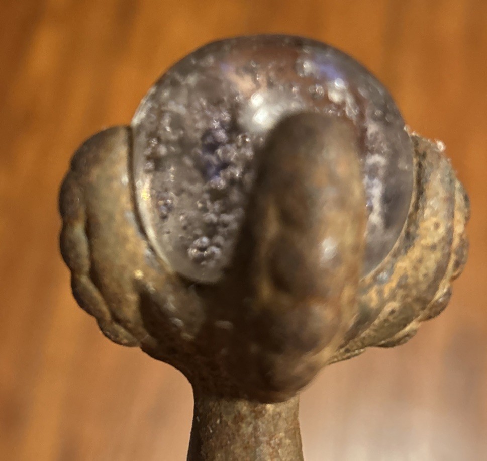 Set of 4 Vintage Art Deco Cast Iron Glass Claws and Ball Furniture Feet Casters