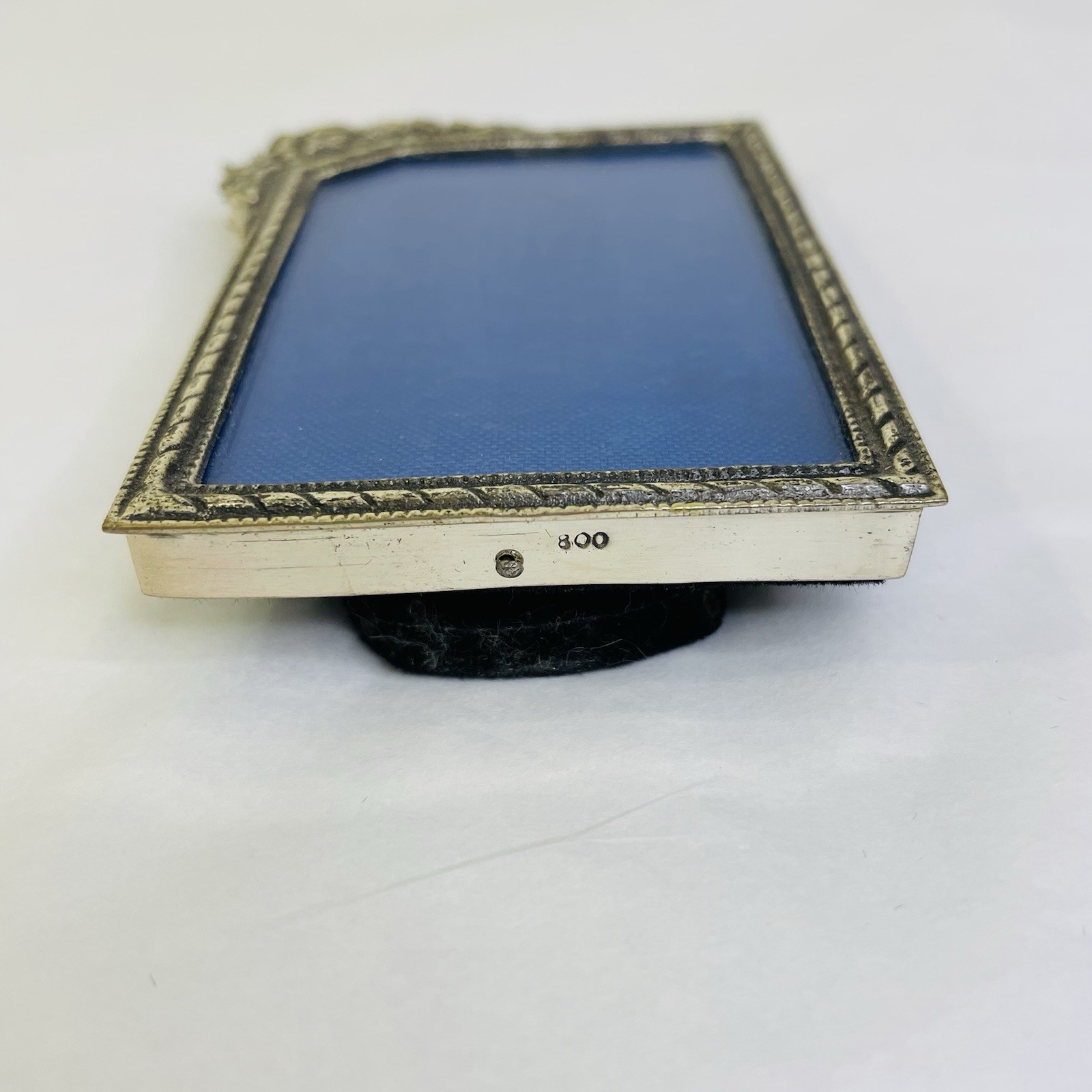Antique German 800 Silver Small Picture Frame Reeded Edge with Floral Detail