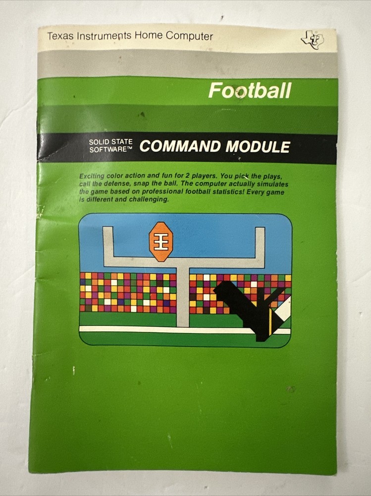 Football Game Command Module & Manual Texas Instruments TI99/4A Computer Vintage