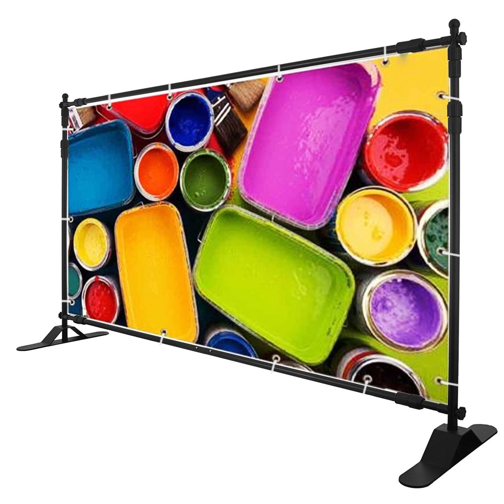 10x8Ft Banner Stand Retractable Step And Repeat Stand Backdrop Banner Adjustable