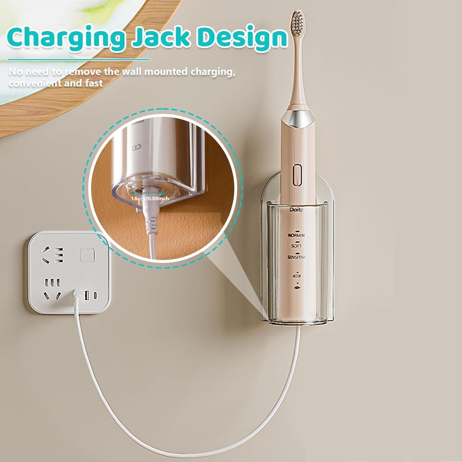 2 Pack Electric Toothbrush Holders for Bathroom, Wall Mounted Clear Electric Too