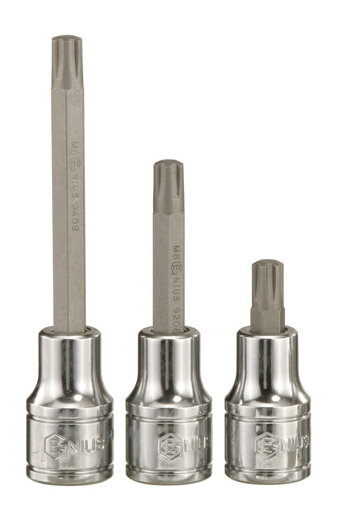 Genius Tools 1/2" Dr. M9 Ribe Bit Socket, 55mmL - 440+9009