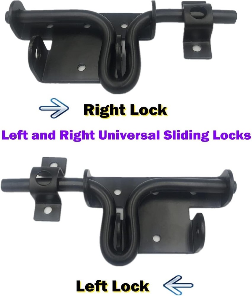 Rust-Proof Black Sliding Bolt Latch with Padlock Compatibility for Gates & Sheds