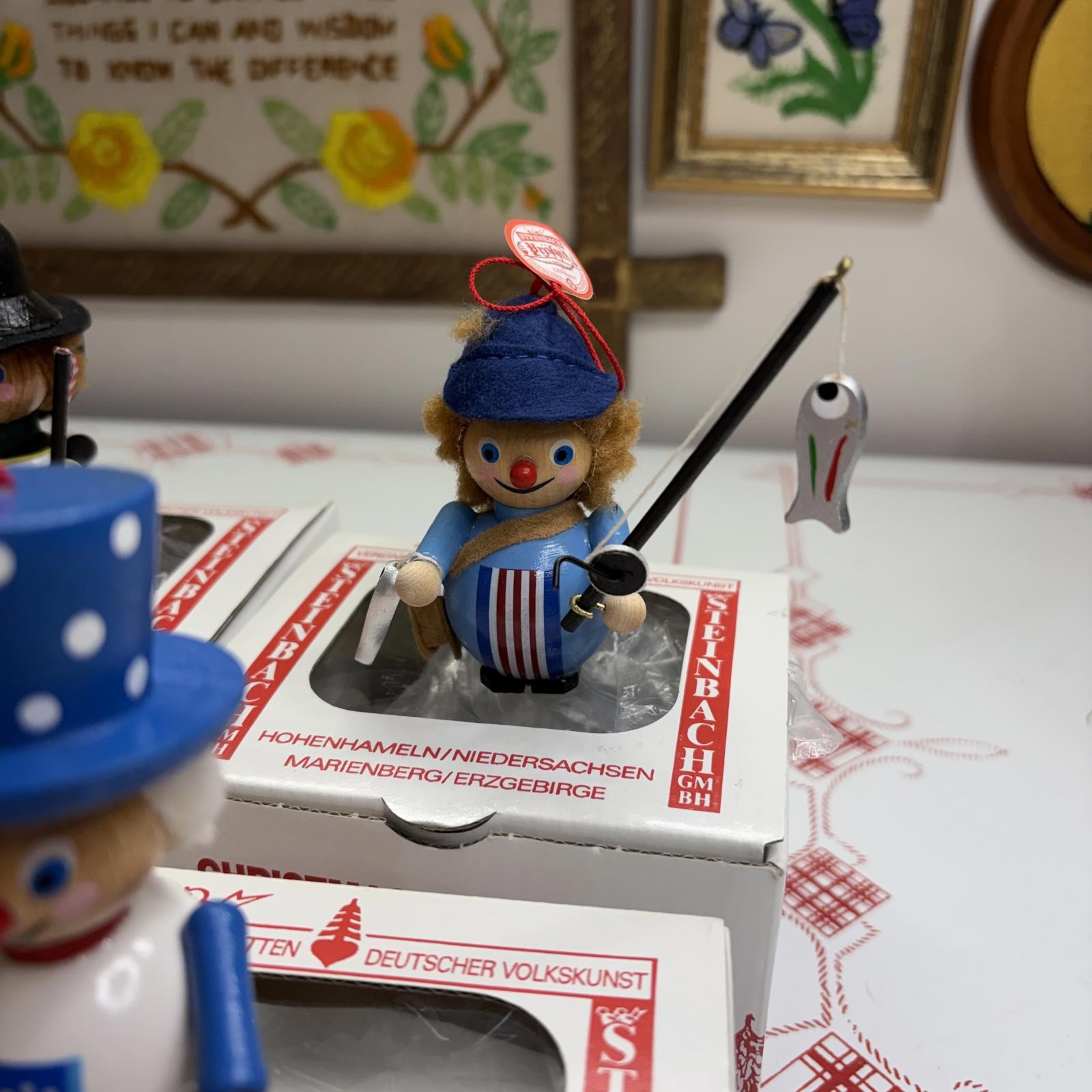 Steinbach Germany Vintage Wooden Ornament Set of 6 Used