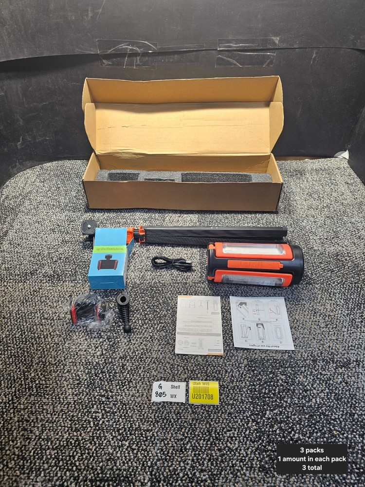 (QTY 3) Multi-Function Work/Camp Light&Stand 10000mah 20-67" Max Height LQ-WL01