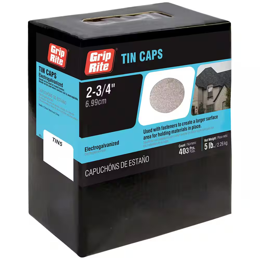 2-3/4 In. Electrogalvanized round Tin Caps 5 Lb. Box