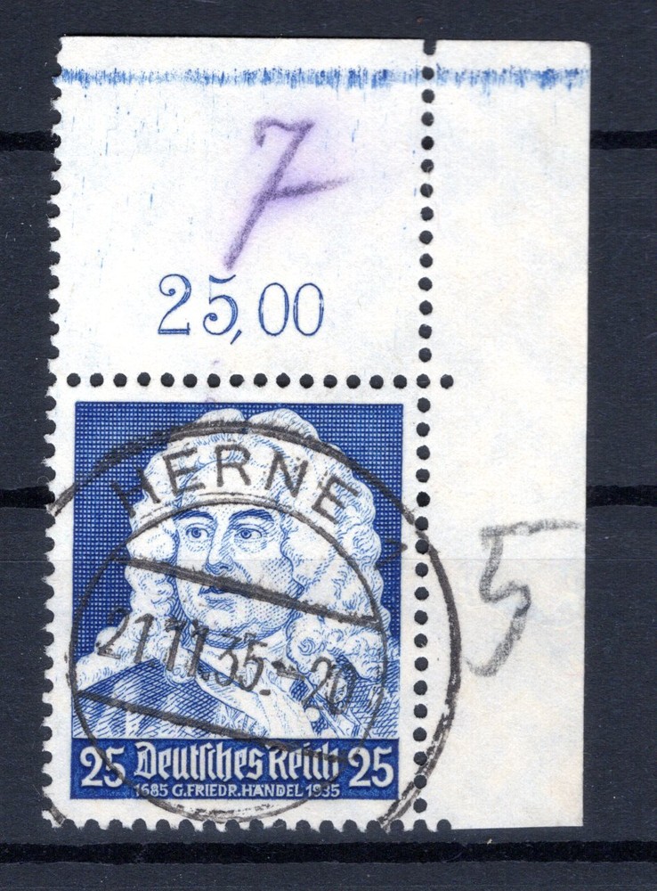 DR-3.Reich 575ER Bow Corner Postmarked (CA4093