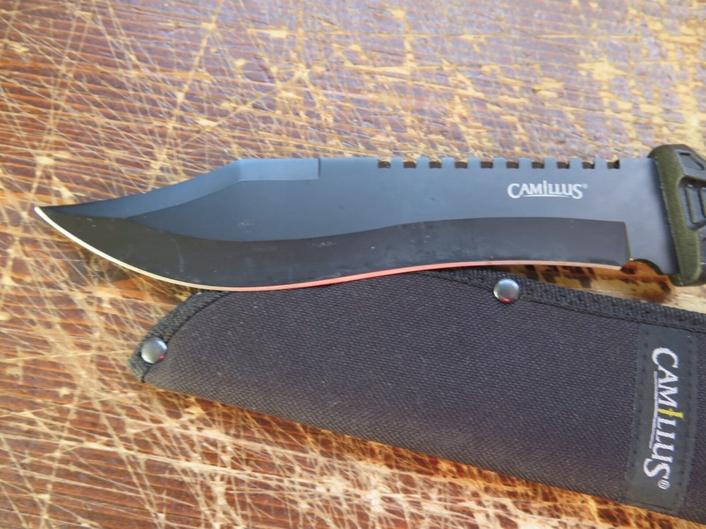 CAMILLUS KNIFE 13" w/SHEATH BLK TAN