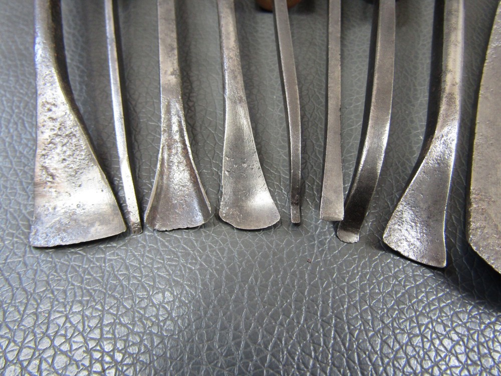Vintage set of 12 carving gouges chisels old tools by Addis Herring Etc