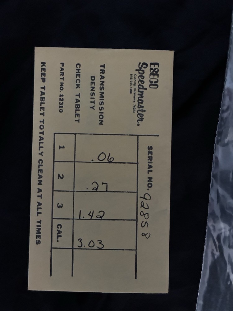 ESECO Speedmaster Reflection Check Plaque – Densitometer Calibration