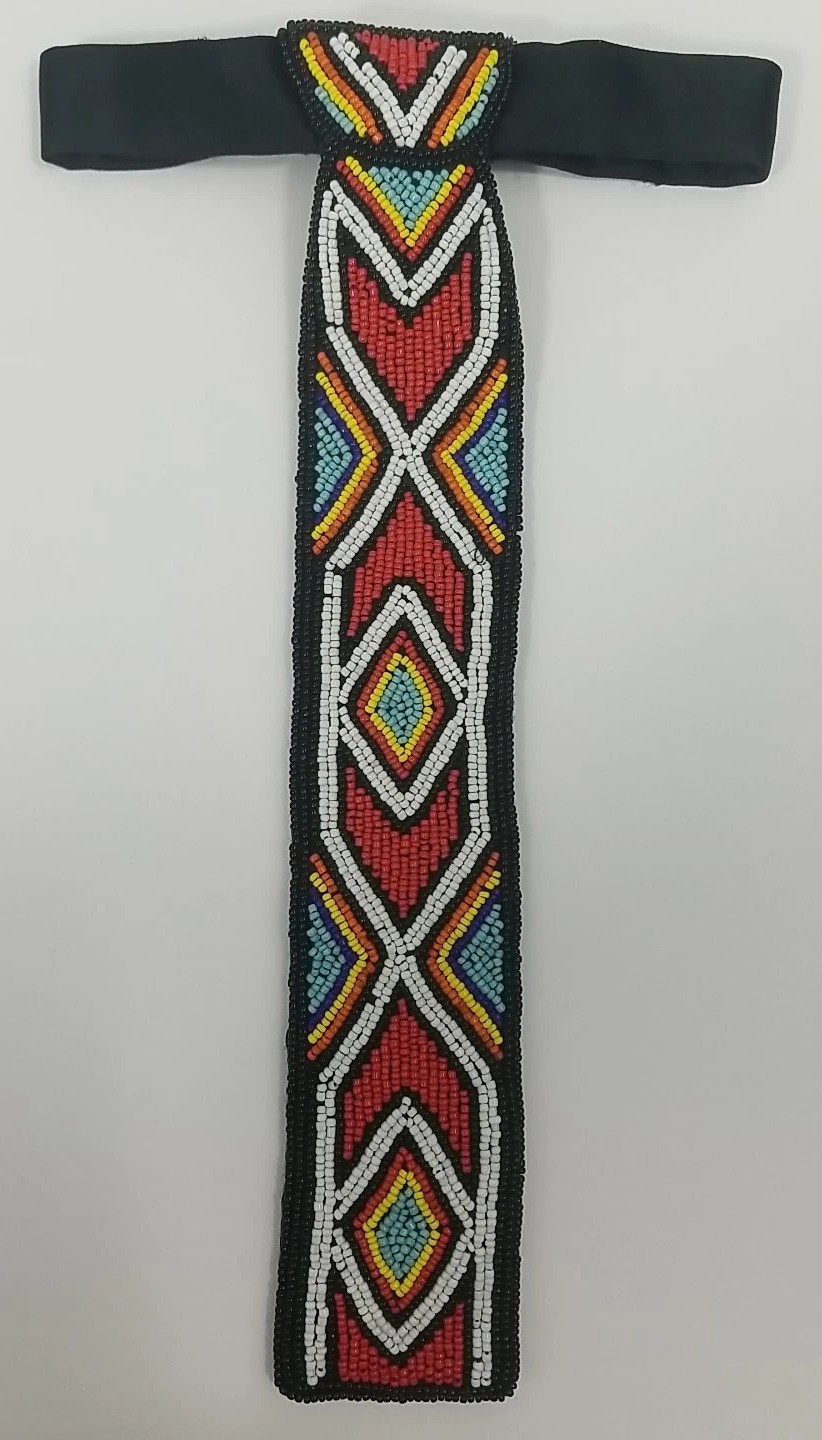 NATIVE AMERICAN INDIAN NECKTIE Beaded Tie Seed Bead Aztec Southwestern Design