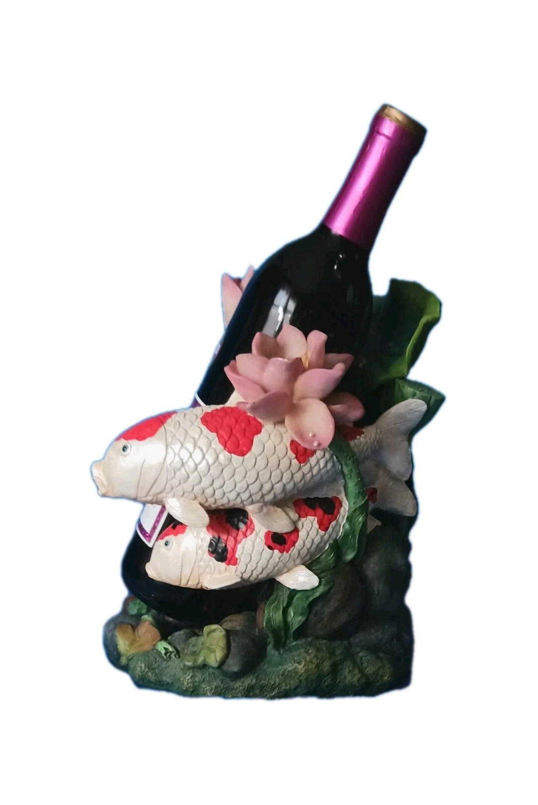 Tropical Koi Fish Lovers Wine Bottle Holder 9" Novelty Unique Decor No Wine
