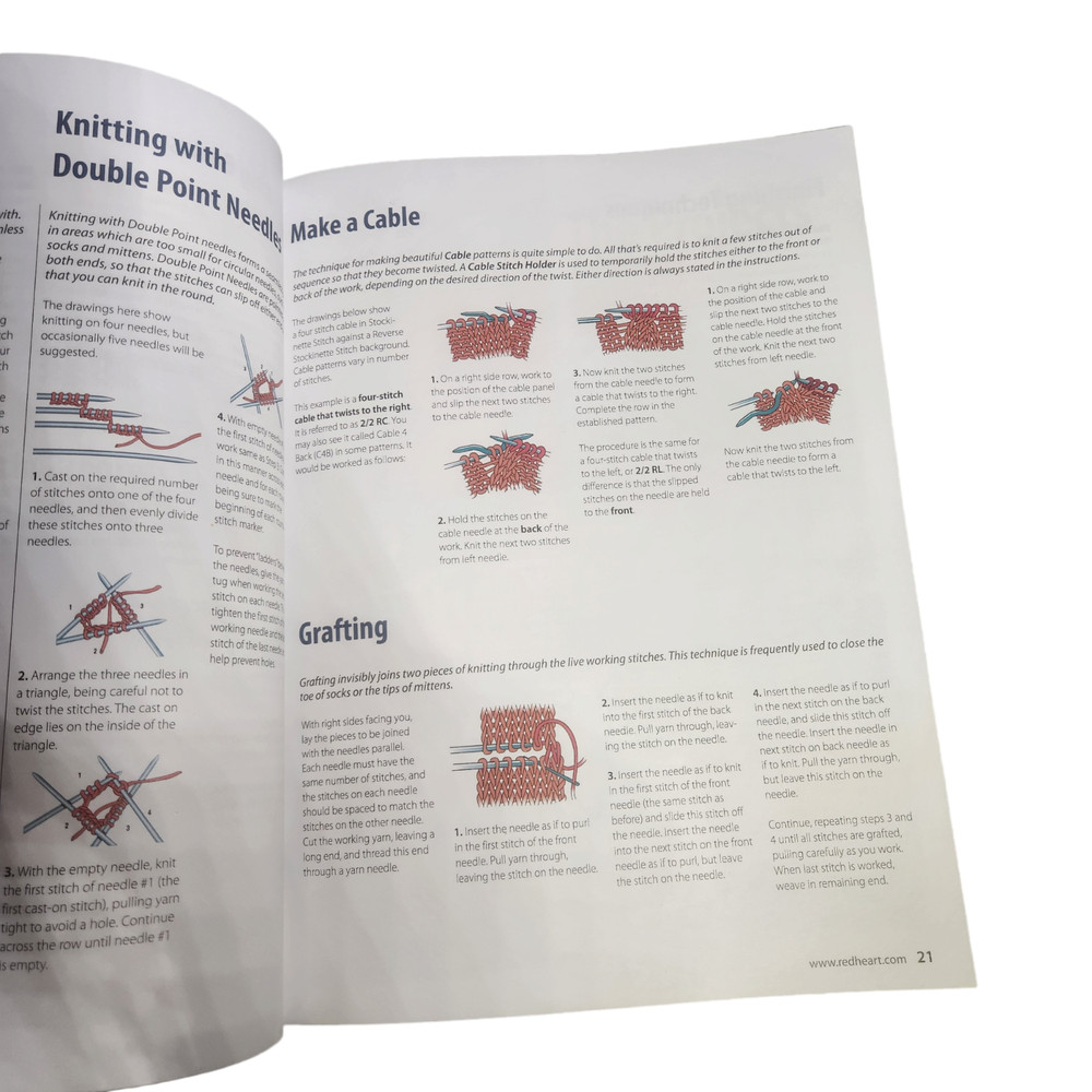 Learn Knitting Red Heart B1404 Book with 16 Projects