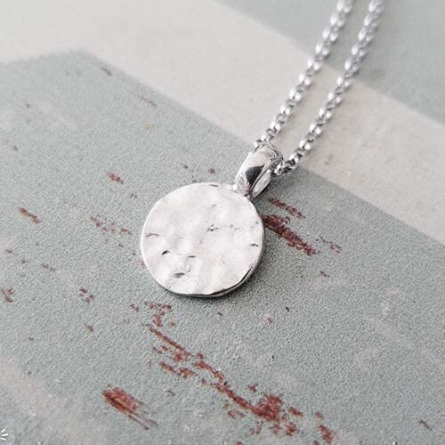 Sterling Silver Small Hammered Disc Necklace