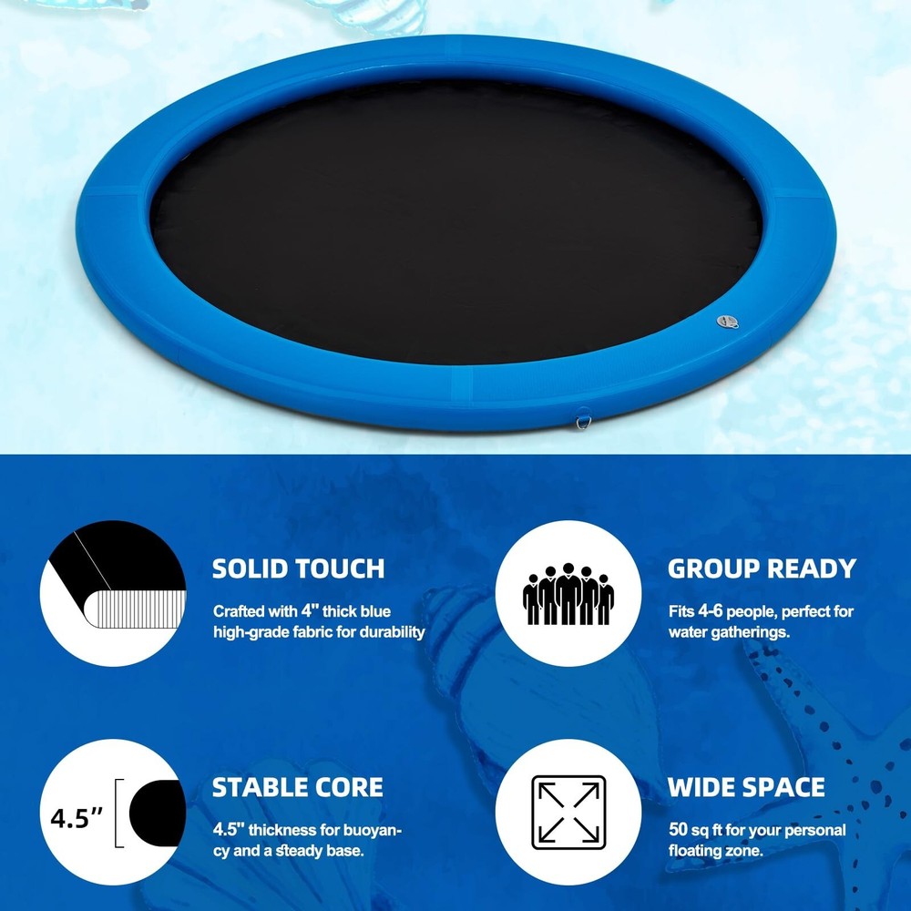 Danrelax 8'x8' Floating Dock, Inflatable Dock,Sunchill Float Ring,Fits 4-6