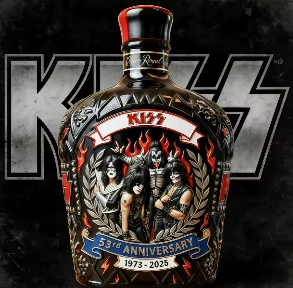 KISS 53rd Anniversary Collector Glass Bottle 1973-2026 Rock Band Barware Gift