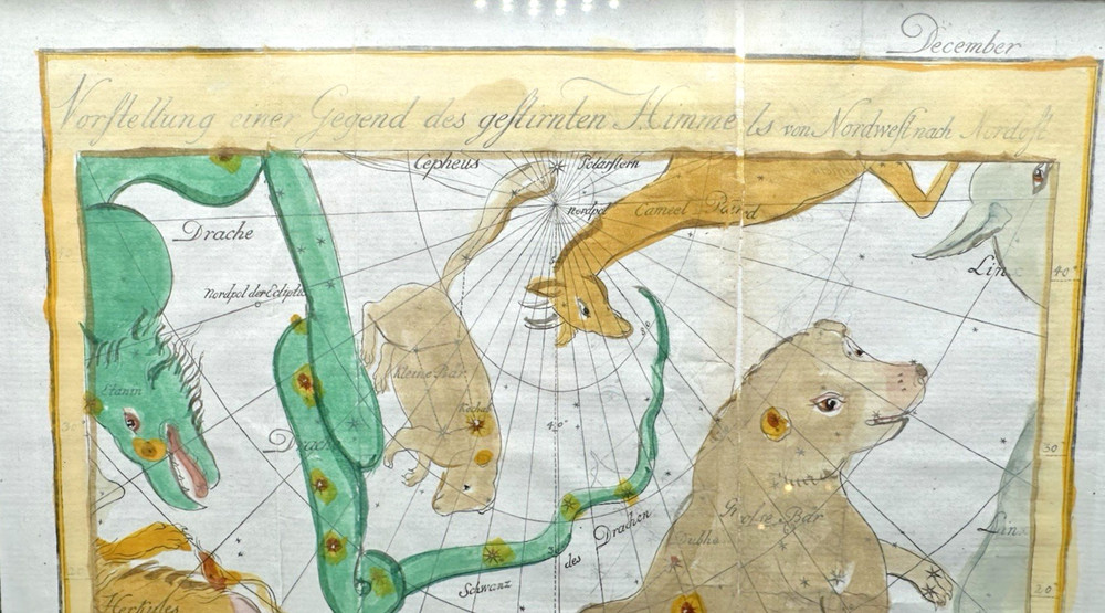 1777 BODE Hand Colored CELESTIAL CHART for December - Celestial Atlas Page