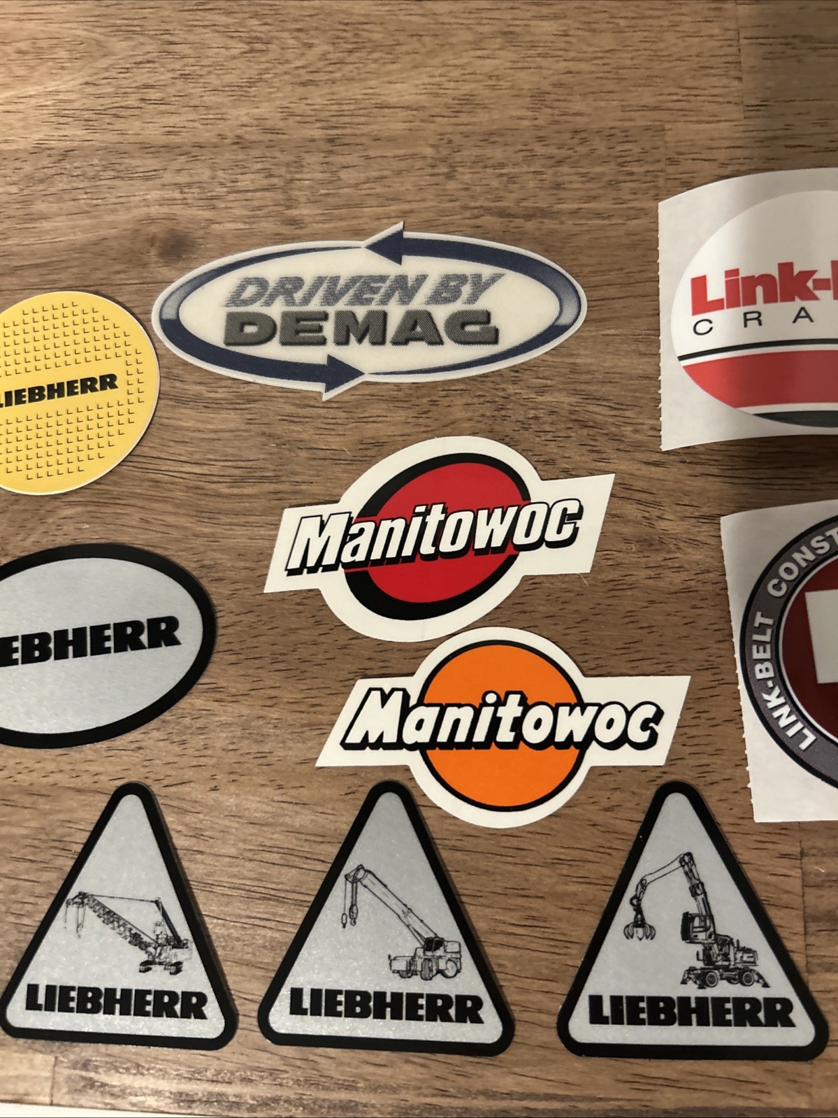 Lot Of 20 Manitowoc Link Belt Liebherr Tadano Grove Etc Cranes Hardhat Stickers