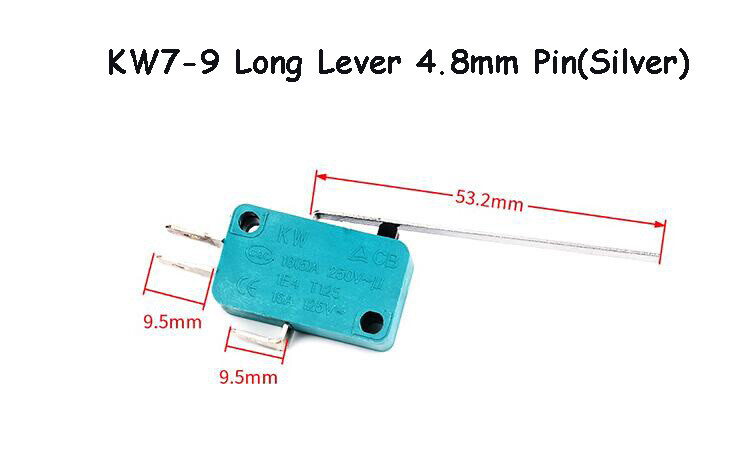 Micro Limit Switch SPDT Microswitch Roller Lever Arm Actuator 4.8mm 6.3mm Pin