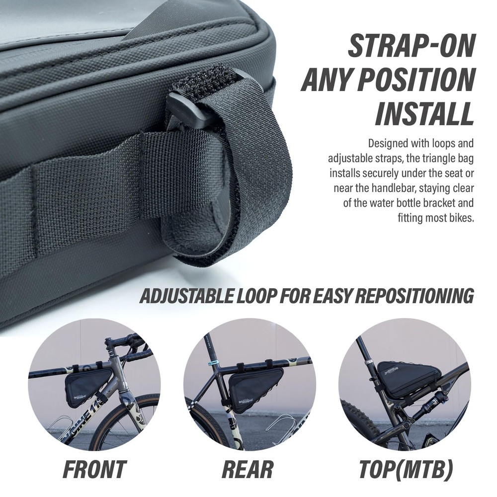 Bike Frame Bag Side Pockets Waterproof Reflective Bicycle Triangle Pouch, Sto...