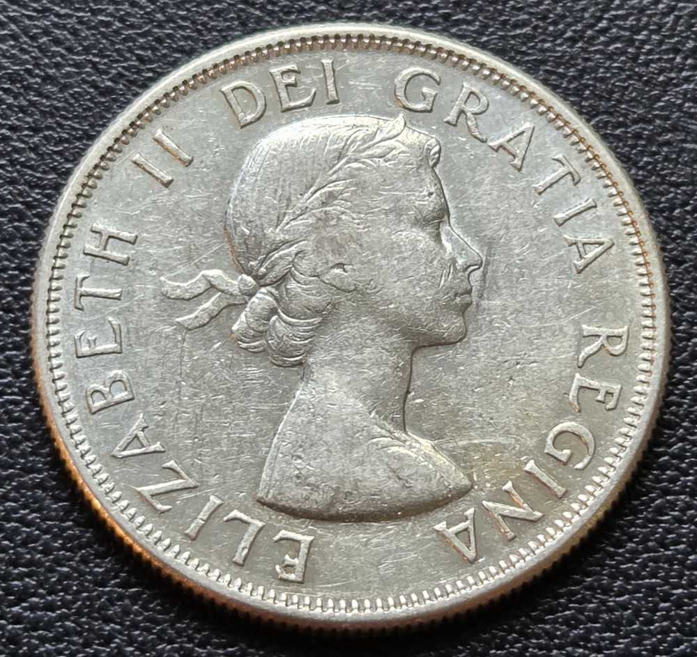 1958 Canada Silver 50-Cent Half Dollar Coin - 80% Silver - Great Condition