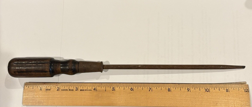 Antique Stanley (?) 13" flat head screwdriver with 1/8" small flat head